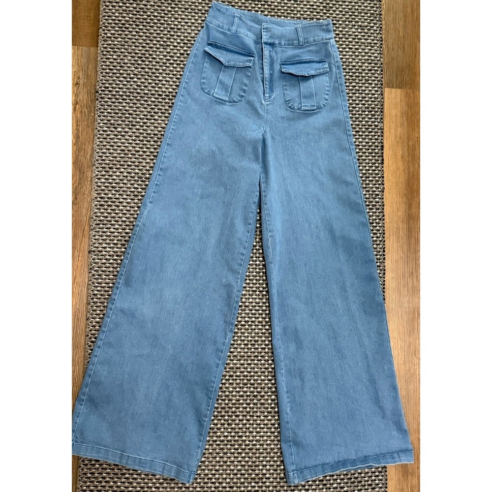 Flying Tomato Anthropologie Boho High Rise Wide Leg Flare Stretch Jeans Sz M